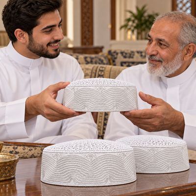 طاقية مطرّزة بنقشة الأقواس — في مجلس