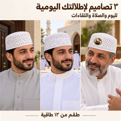طقم ١٢ طاقية – ٣ تصاميم — على الرأس